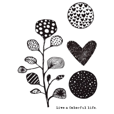 Silikonstempel Designerblume und Herzen